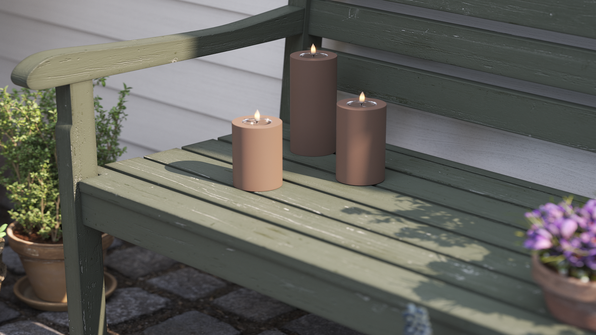 LED udendørslys bloklys med naturtro LED flamme
