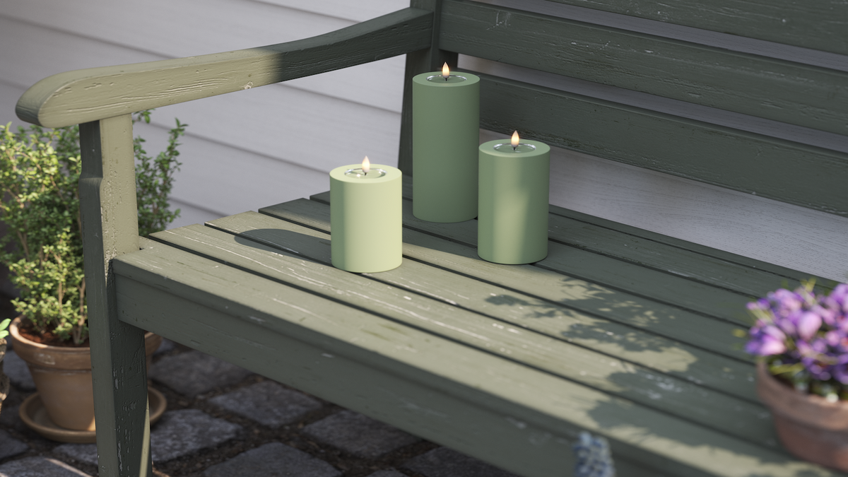 LED udendørslys bloklys med naturtro LED flamme
