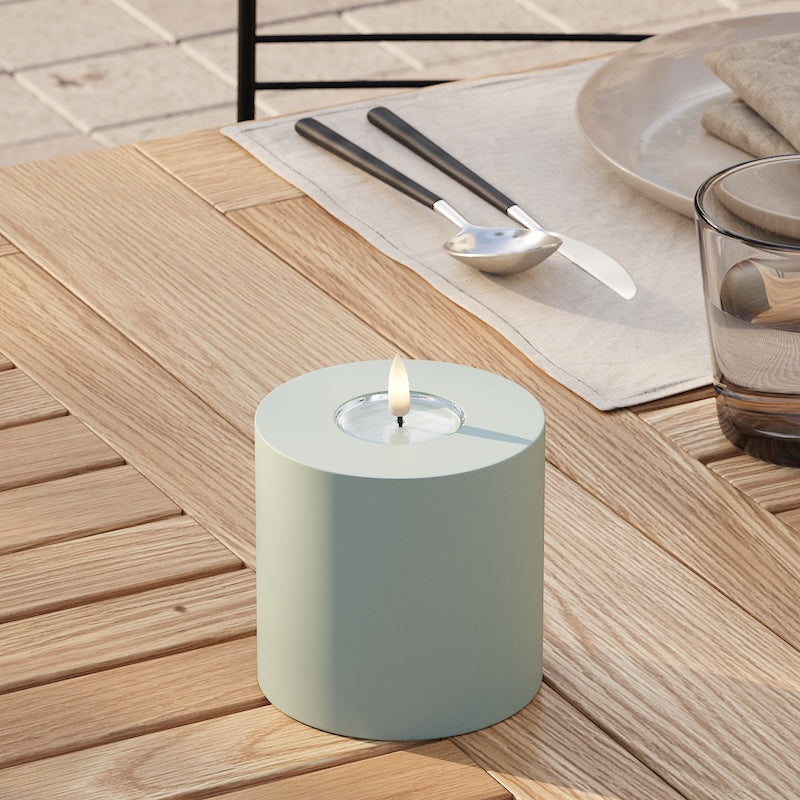 Deluxe Homeart Udendørs LED Bloklys Ø 10 x 10 cm Salvie grøn