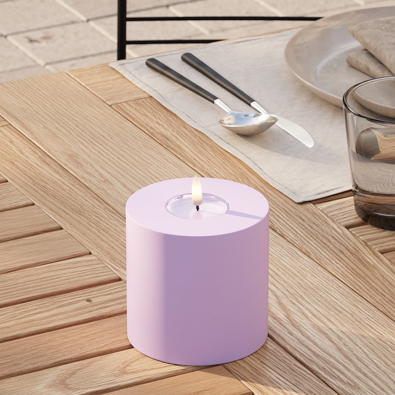 Deluxe Homeart Udendørs LED Bloklys Ø 10 x 10 cm Lavendel