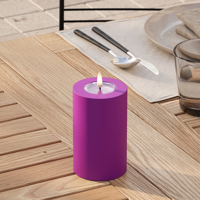 Deluxe Homeart Udendørs LED Bloklys Ø 7,5 x 12,5 cm Violet