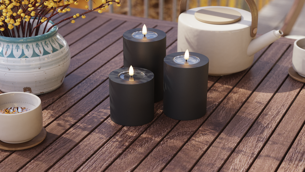 LED udendørslys bloklys med naturtro LED flamme