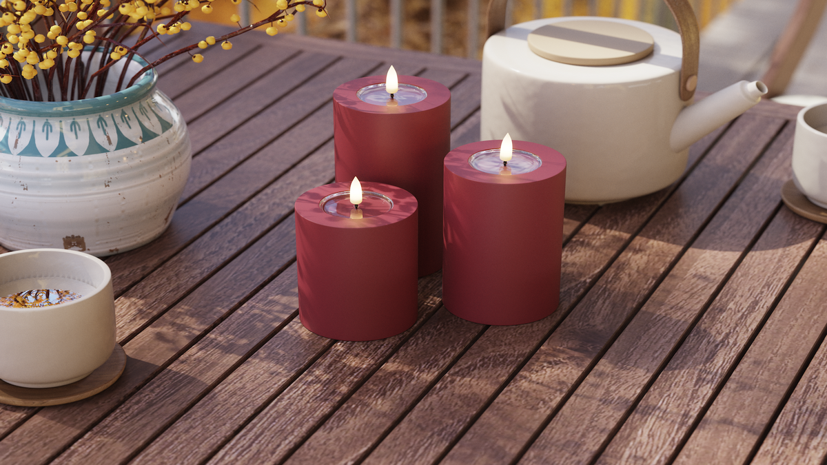 LED udendørslys bloklys med naturtro LED flamme