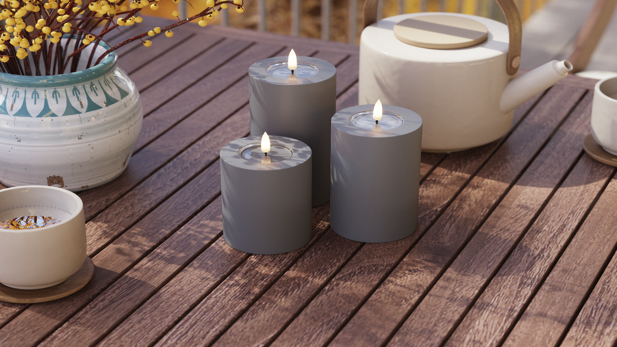 LED udendørslys bloklys med naturtro LED flamme