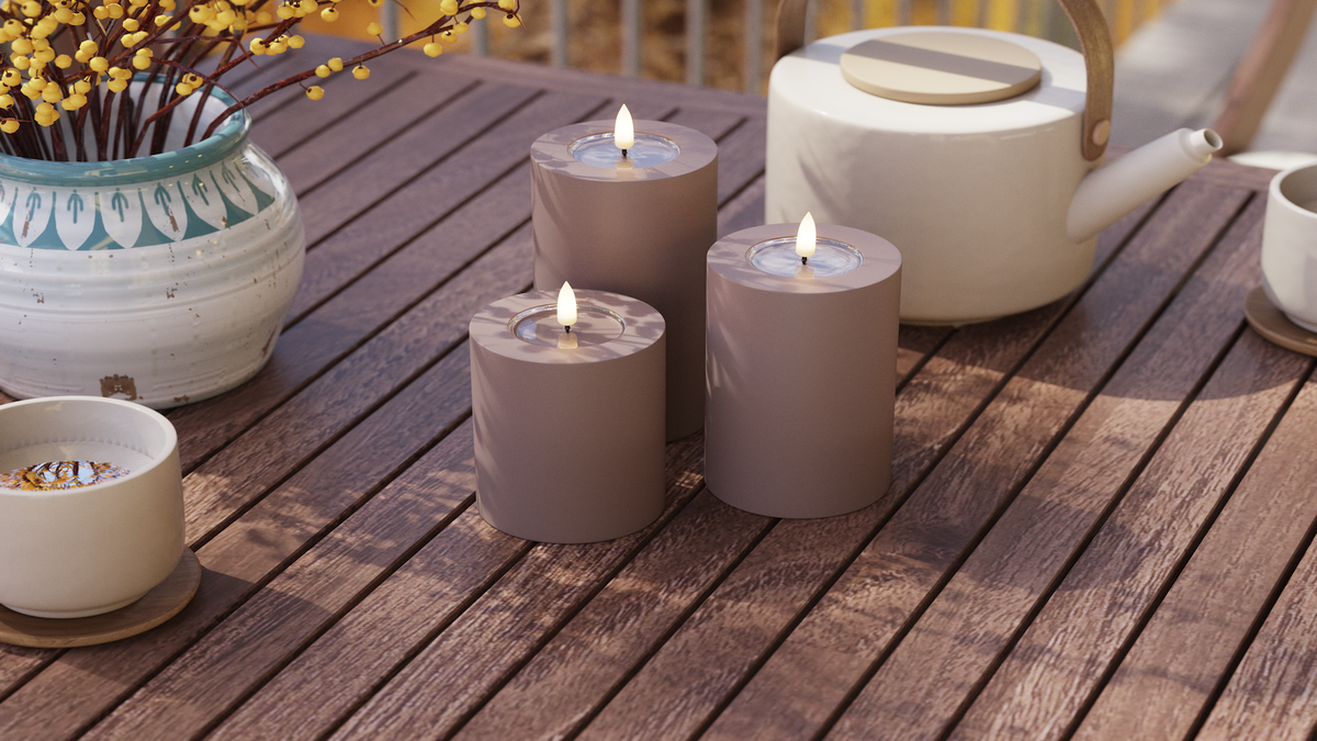LED udendørslys bloklys med naturtro LED flamme