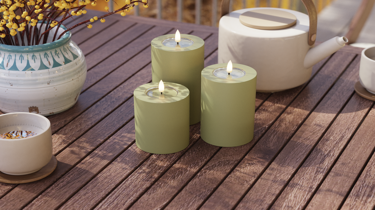 LED udendørslys bloklys med naturtro LED flamme