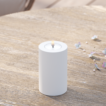 Deluxe Homeart Udendørs LED Bloklys Ø 7,5 x 12,5 cm Hvid LED udendørslys bloklys 2