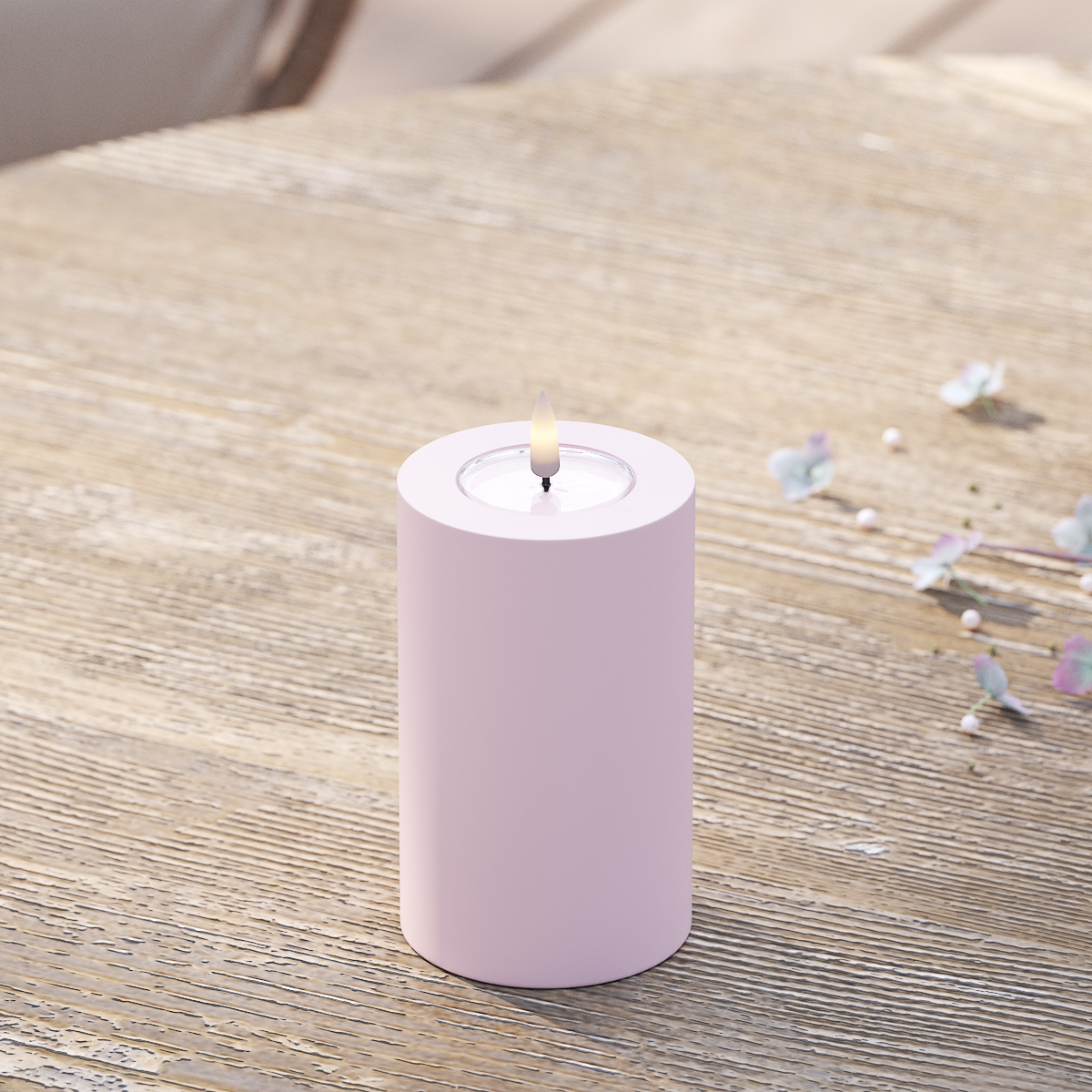 Deluxe Homeart Udendørs LED Bloklys Ø 7,5 x 12,5 cm Støvet rød LED udendørslys bloklys 2