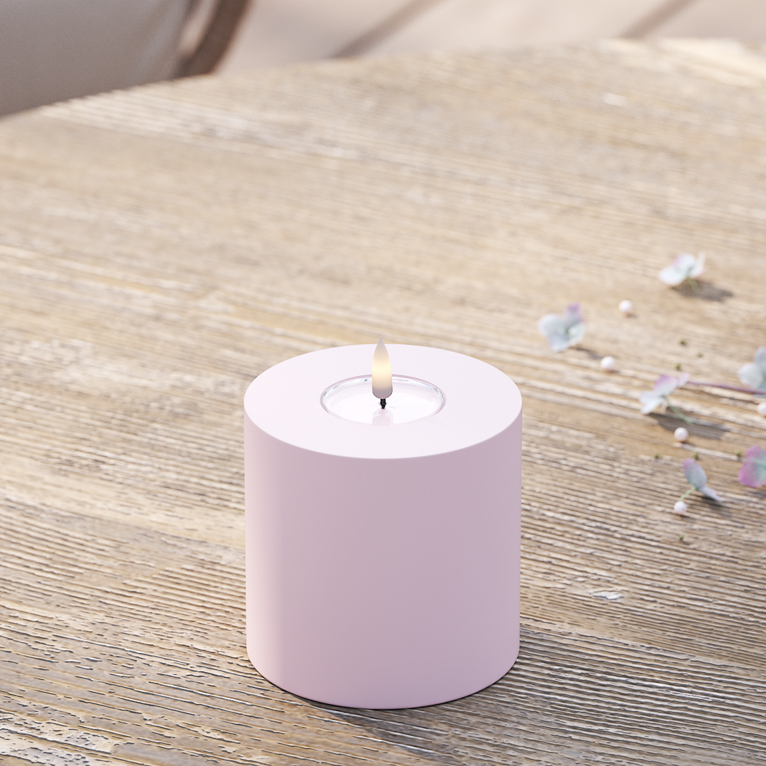 Deluxe Homeart Udendørs LED Bloklys Ø 10 x 10 cm Støvet rød LED udendørslys bloklys 2