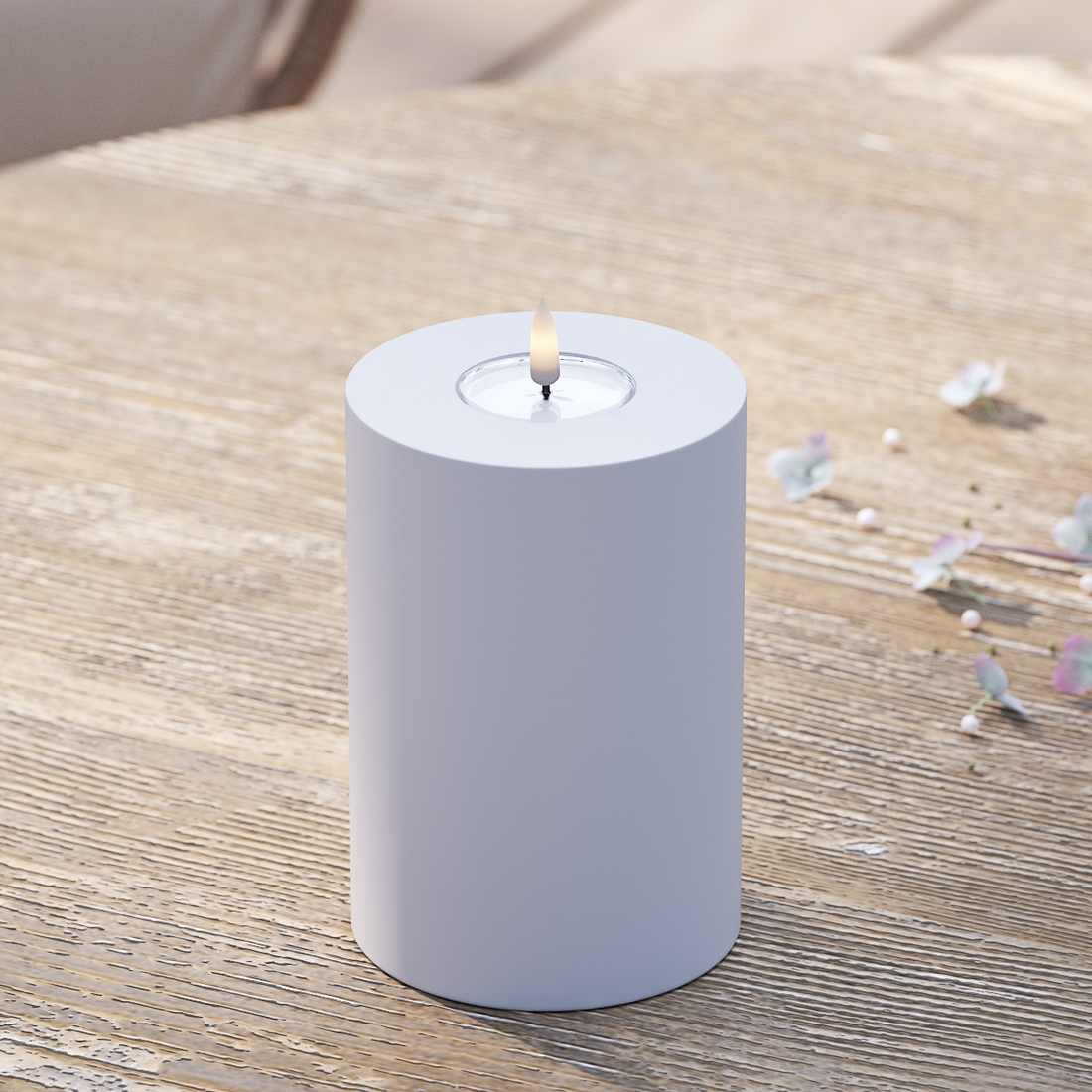 Deluxe Homeart Udendørs LED Bloklys Ø 10 x 15 cm Støvet blå LED udendørslys bloklys 2