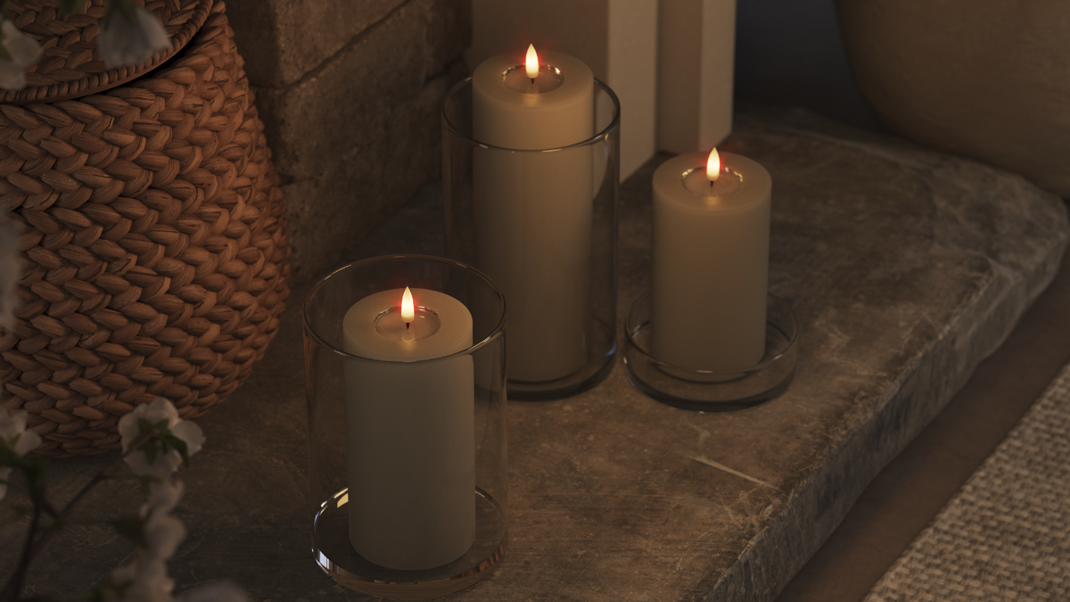LED bloklys med naturtro LED flamme