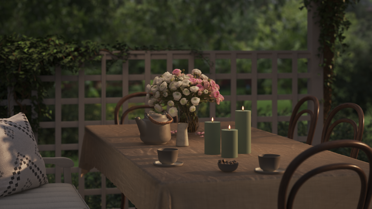LED udendørslys bloklys med naturtro LED flamme