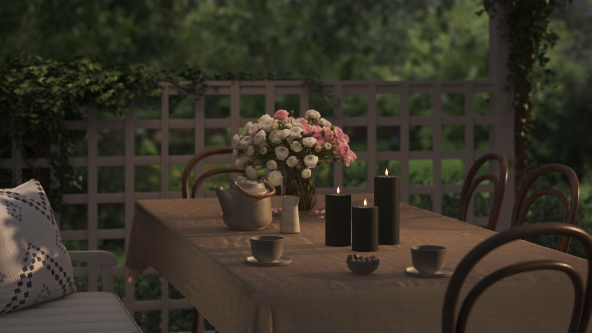 LED udendørslys bloklys med naturtro LED flamme