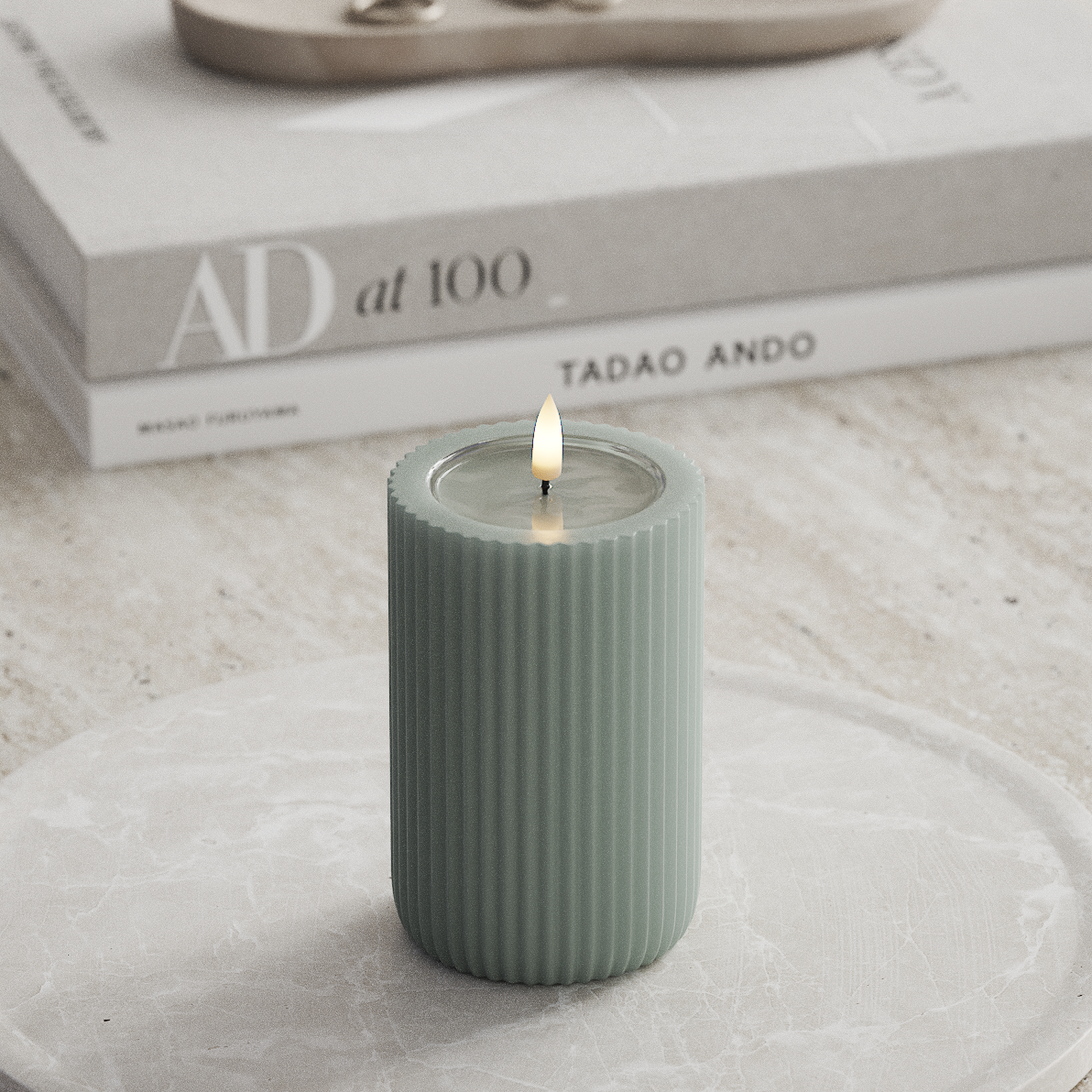 Deluxe Homeart Unique LED Rillelys D 8 x 12,5 cm Salvie grøn unique rillelys 3