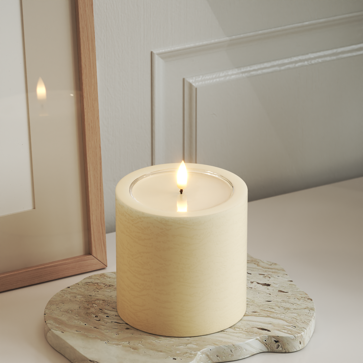 Deluxe Homeart Unique LED Bloklys D 10 x 10 cm Cream unique bloklys 3