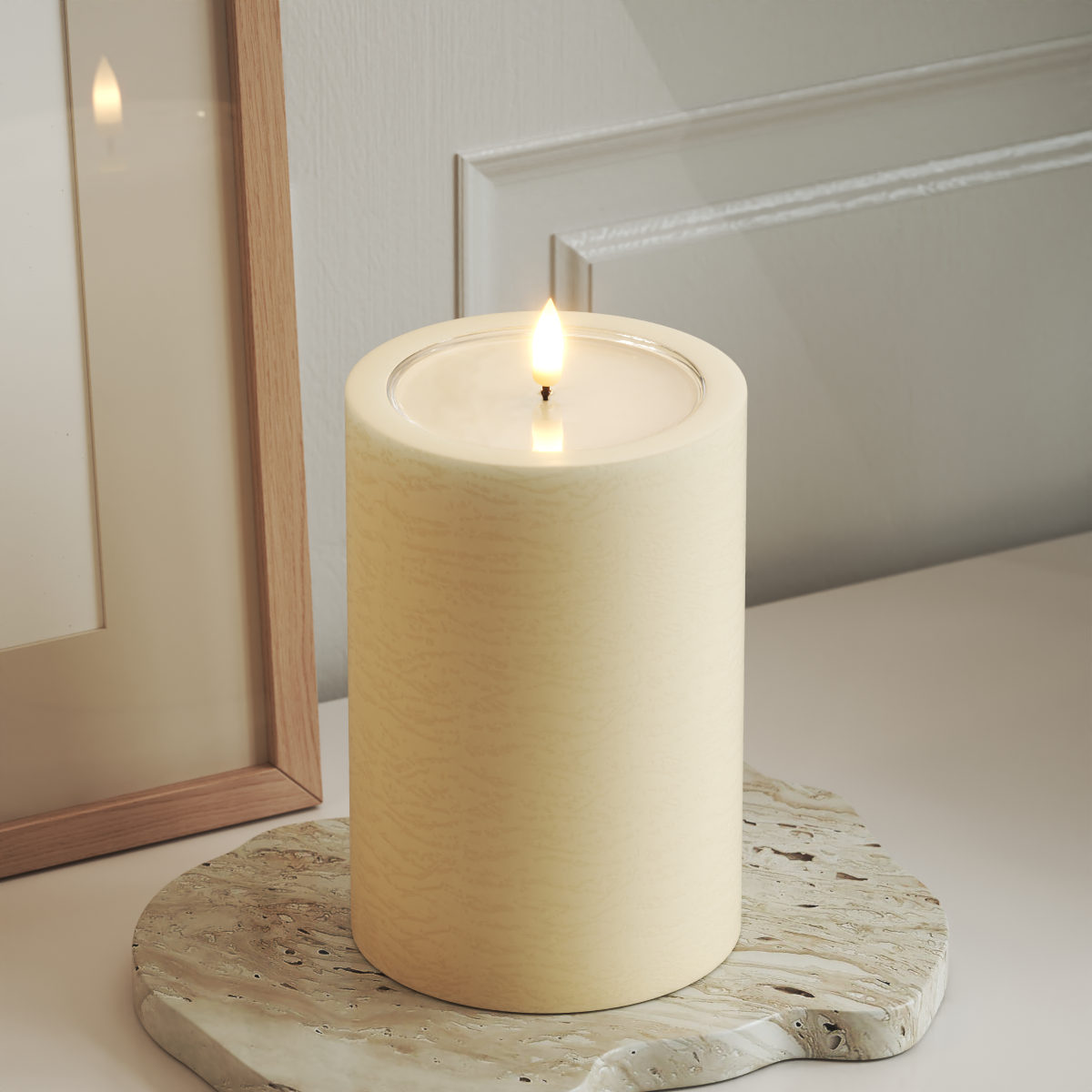 Deluxe Homeart Unique LED Bloklys D 10 x 15 cm Cream unique bloklys 3
