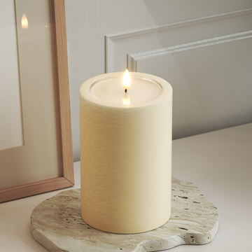 Deluxe Homeart Unique LED Bloklys D 10 x 15 cm Cream unique bloklys 3