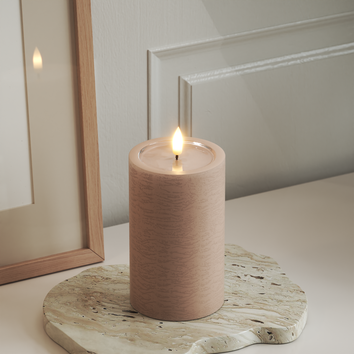 Deluxe Homeart Unique LED Bloklys D 7,5 x 12,5 cm Rose unique bloklys 3