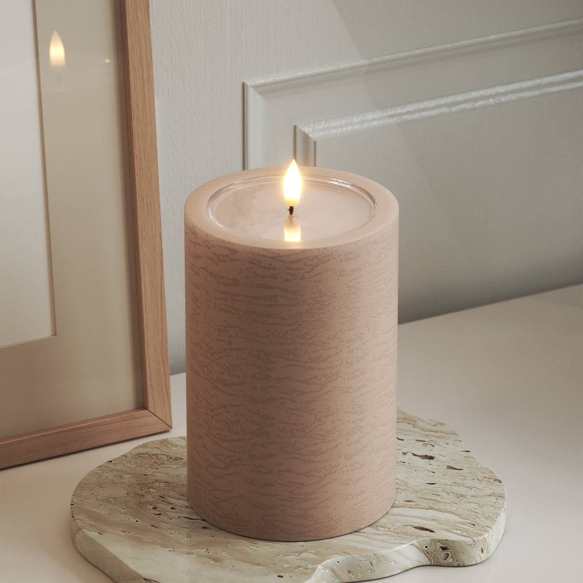 Deluxe Homeart Unique LED Bloklys D 10 x 15 cm Rose unique bloklys 3
