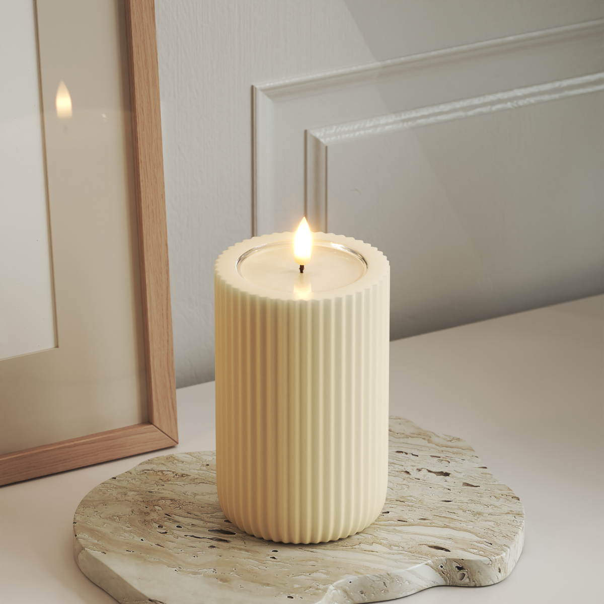 Deluxe Homeart Unique LED Rillelys D 8 x 12,5 cm Cream unique rillelys 3
