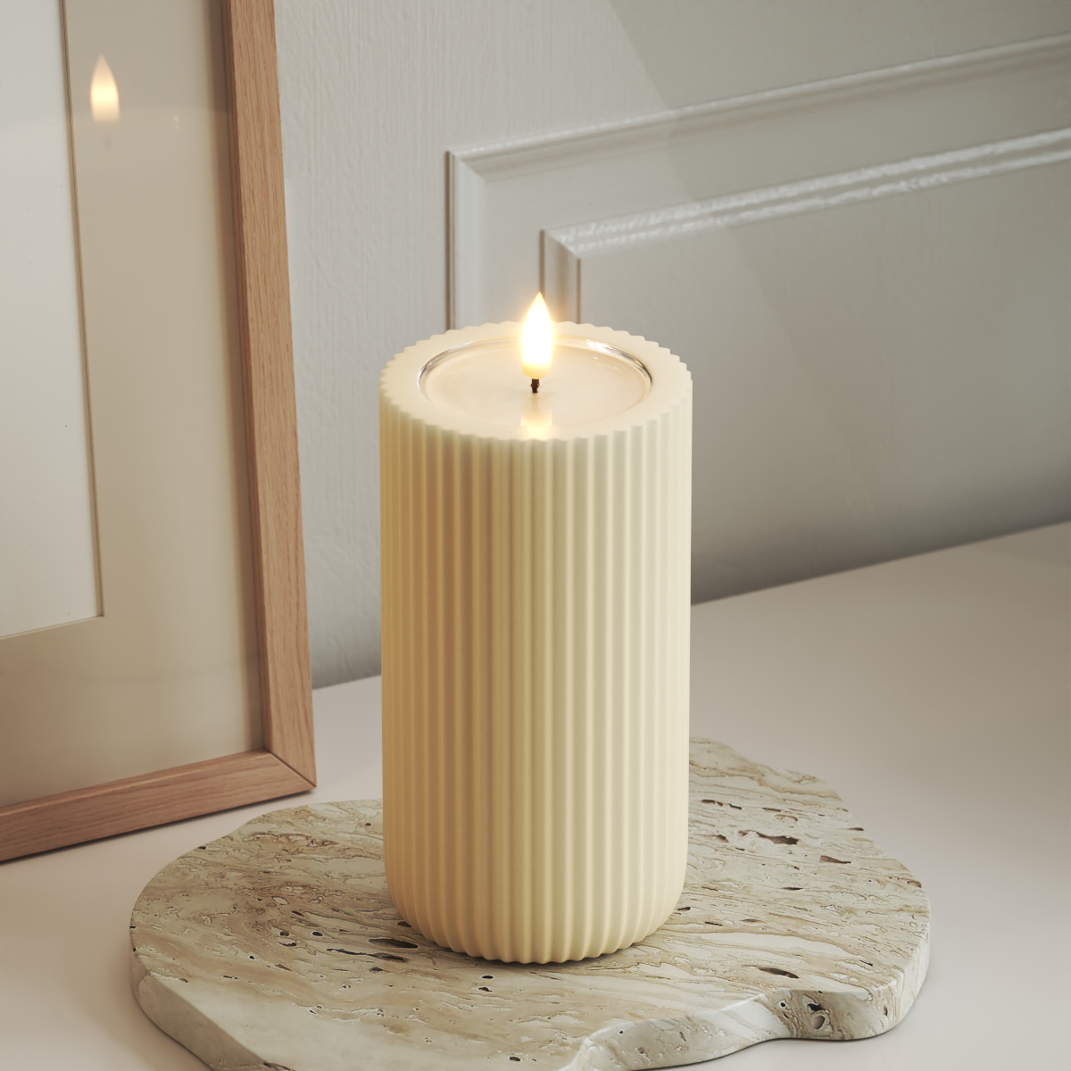 Deluxe Homeart Unique LED Rillelys D 8 x 15 cm Cream unique rillelys 3