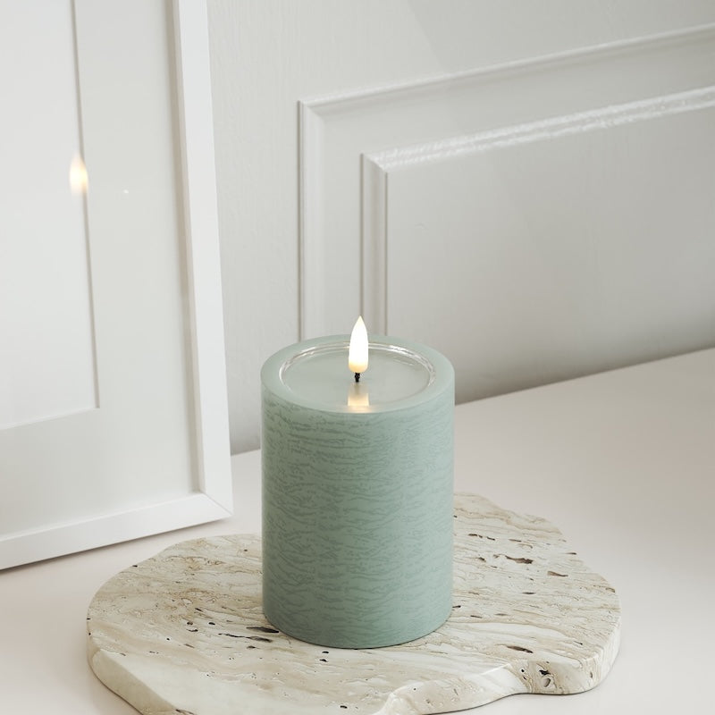 Unique Candles Unique LED Bloklys D 7,5 x 10 cm Salvie grøn