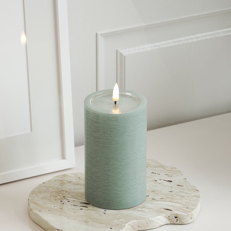 Unique Candles Unique LED Bloklys D 7,5 x 12,5 cm Salvie grøn