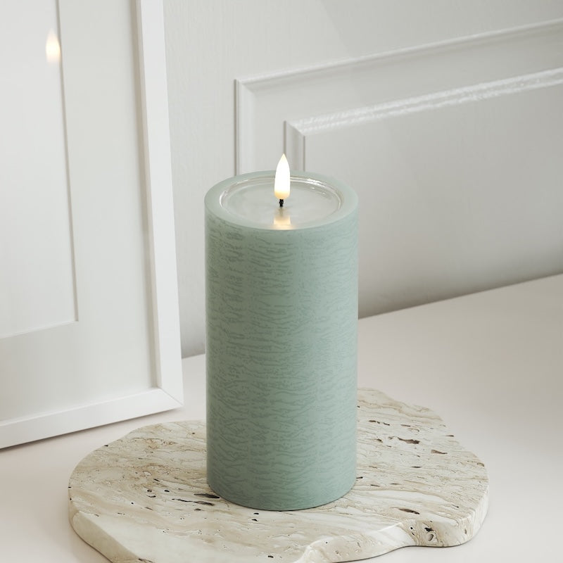 Unique Candles Unique LED Bloklys D 7,5 x 15 cm Salvie grøn