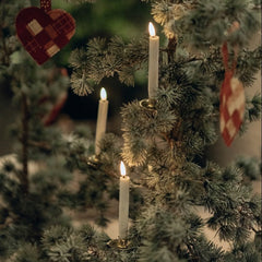 Juletræslys belagt med stearin 2 sæt med ialt 12 lys